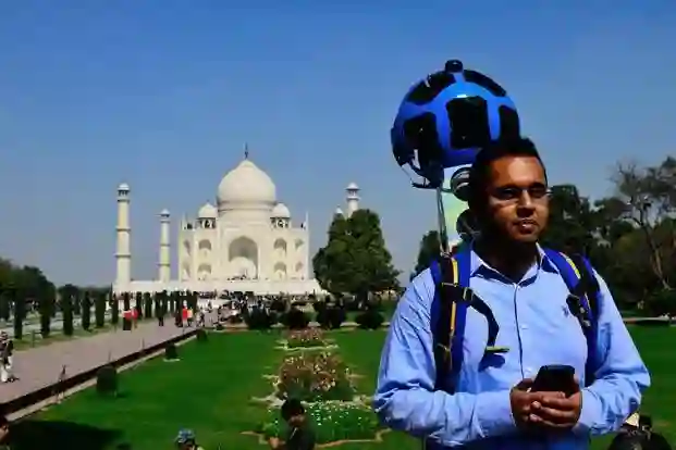 Picture of a Google Car spotted in Taj Mahal, Agra, Uttar Pradesh, India on December 1, 2013.