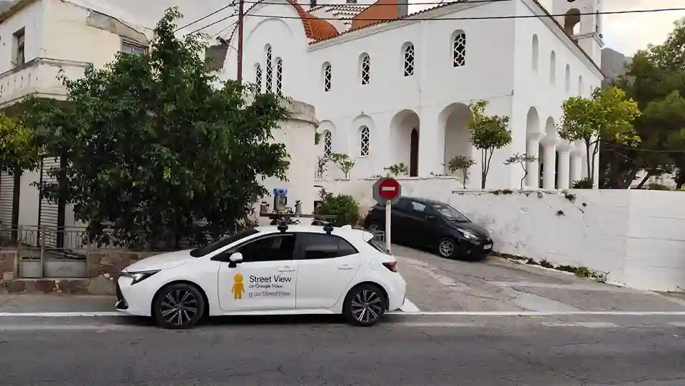 Picture of a Google Car spotted in Kavousi, Decentralized Administration of Crete, Greece on October 18, 2024.