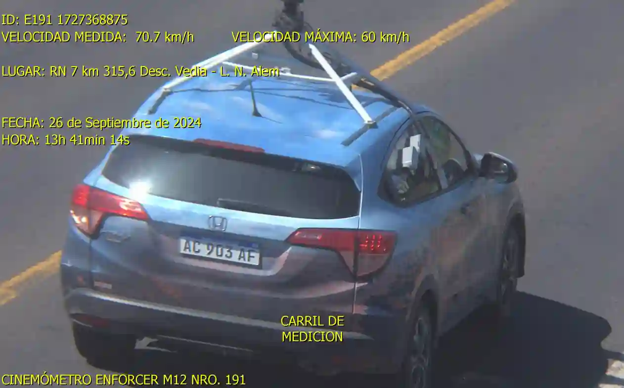 Picture of a Google Car spotted in Vedia, Buenos Aires Province, Argentina on September 26, 2024.