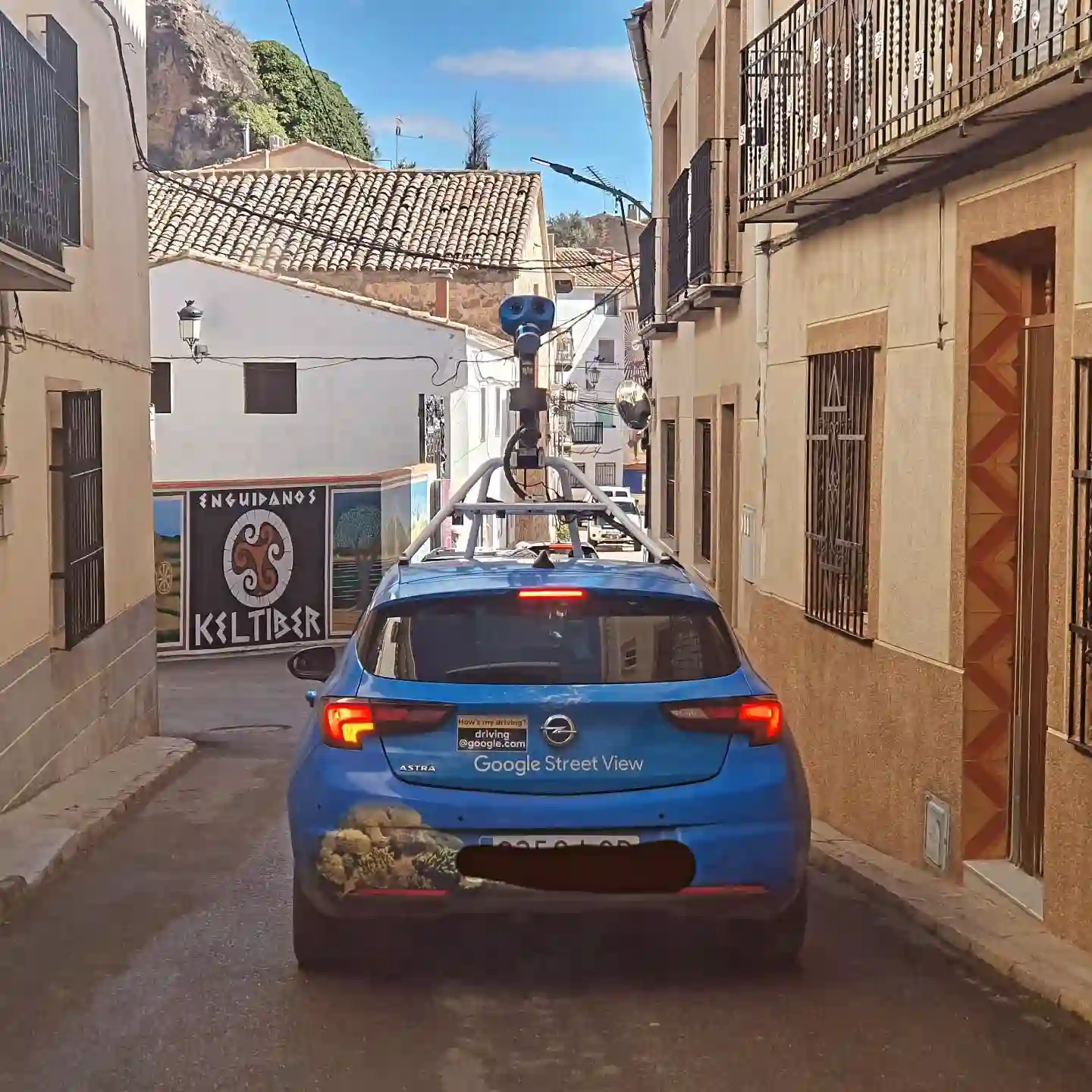 Picture of a Google Car spotted in Enguídanos, Castile-La Mancha, Spain on March 27, 2025.