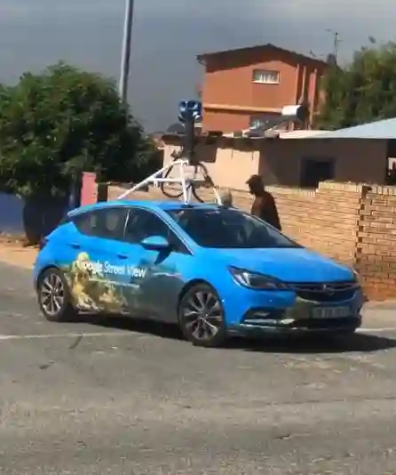 Picture of a Google Car spotted in the slums of Johannesburg, South Africa on April 26, 2022.